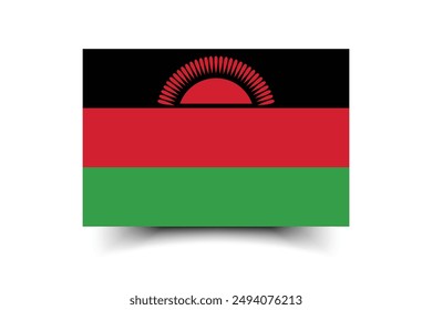 Bandera de Malawi. Bandera de Malawi. La proporción oficial. Icono de marca. Color estándar. Tamaño estándar. Una bandera rectangular. Ilustración de computadora. Ilustración digital Ilustración vectorial.