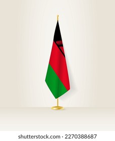 Malawi flag on a flag stand. Vector illustration.