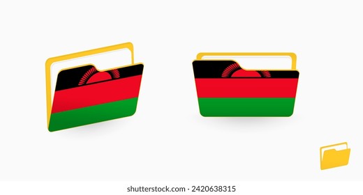 Indicador Malawi en dos tipos de icono de carpeta. Ilustración vectorial.
