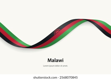 Malawi flag on Waving ribbon. Template for independence day