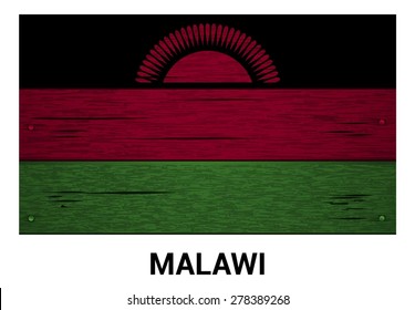 Malawi flag on wood texture background - vector illustration