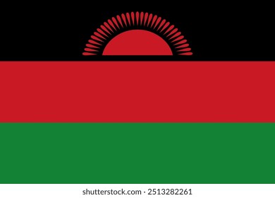 Plano de fundo do padrão da bandeira do Malawi. Design realista da bandeira nacional. Modelo de vetor abstrato.