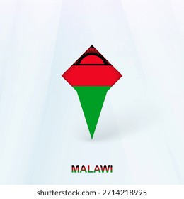 Icono de pin de bandera de Malawi con diseño geométrico. Ilustración vectorial.