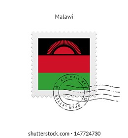 Malawi Flag Postage Stamp on white background. Vector illustration.