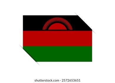 Malawi flag - rectangle colorful flag representing a country cultural identity and heritage. The essence of national pride and unity. Attached by the corners in a paper album