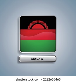 Malawi flag square button vector illustration