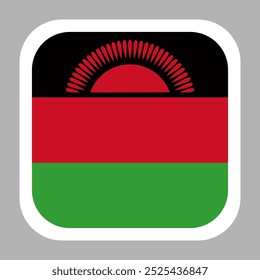 Malawi flag square flat vector with rounded corners and white border, vector illustration