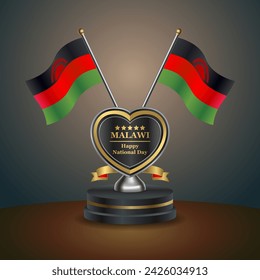Malawi flag in a stand on table. Vector Illustration