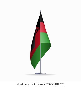 Malawi flag state symbol isolated on background national banner. Greeting card National Independence Day of the Republic of Malawi. Illustration banner with realistic state flag.