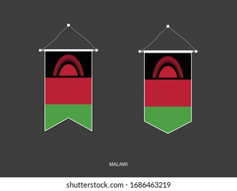 Malawi Fahne in verschiedenen Formen, Fußballflagge Pennant Vektorillustration, Vektorillustration Illustration.