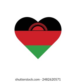 Malawi flag. Vector illustration of love heart Malawi flag