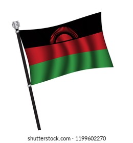 Malawi flag , flag of Malawi waving on flag pole, vector illustration EPS 10.