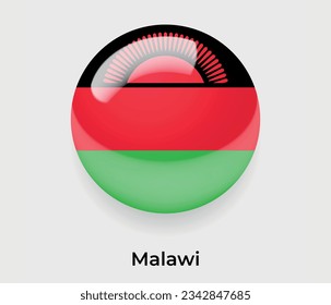 Malawi lustroso bandera nacional burbuja forma redonda icono ilustración vectorial