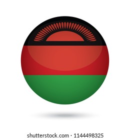 Malawi glossy round button. Vector Illustration EPS10.