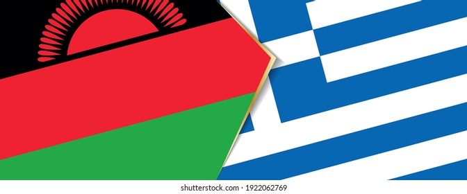Malawi and Greece flags, two vector flags symbol of relationship or confrontation.
