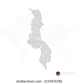 Malawi grey map isolated on white background with abstract mesh line and point scales. Vector illustration eps 10