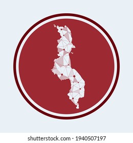 Malawi icon. Trendy tech logo of the country. Geometric mesh round design. Technology, internet, network, telecommunication concept. Vector illustration.