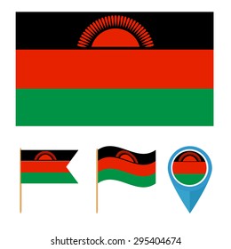 Malawi, icons for design with reference to a particular country. flag from the same series