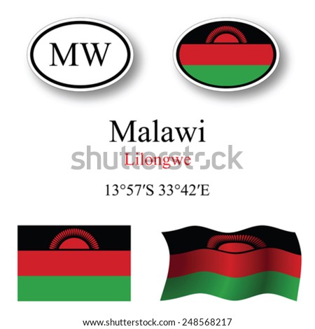 malawi icons set against white background, abstract vector art illustration, image contains transparency