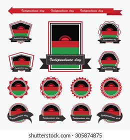 Malawi independence day flags infographic design
