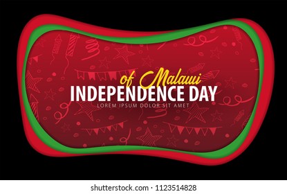 Malawi. Independence day greeting card. Paper cut style