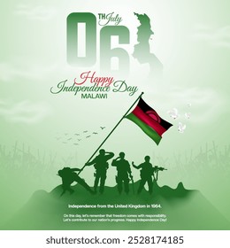 Malawi Independence Day greeting card design for social media post