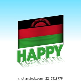 Día de la Independencia de Malawi. Simple bandera de Malawi y cartel en el cielo. 3 quinquies plantilla de letras. Mensaje de diseño de día especial listo.