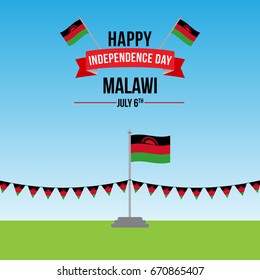 Malawi Independence day vector illustration. Creative design with flag and patriotic theme for banners, backgrounds and greeting cards. 