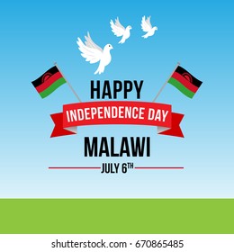 Malawi Independence day vector illustration. Creative design with flag and patriotic theme for banners, backgrounds and greeting cards. 