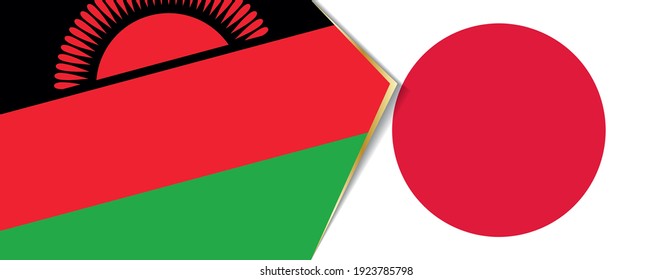 Banderas de Malawi y Japón, dos banderas vectoriales símbolo de relación o confrontación.