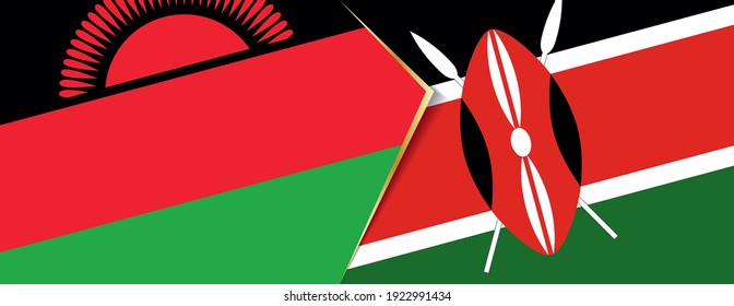 Malawi and Kenya flags, two vector flags symbol of relationship or confrontation.