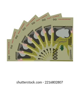 Malawi Kwacha Vector Illustration. Malawian money set bundle banknotes. Paper money 2000 MWK. Flat style. Isolated on white background. Simple minimal design.