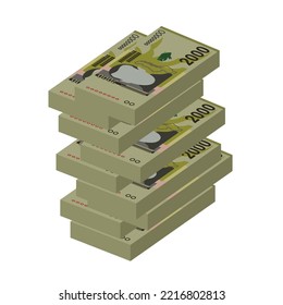 Malawi Kwacha Vector Illustration. Malawian money set bundle banknotes. Paper money 2000 MWK. Flat style. Isolated on white background. Simple minimal design.