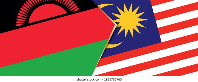 Malawi and Malaysia flags, two vector flags symbol of relationship or confrontation.