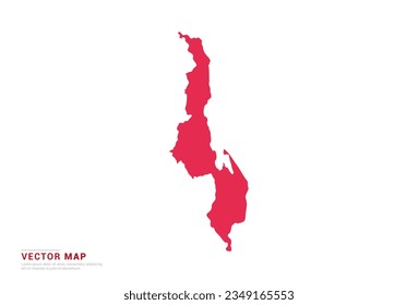 Malawi Map - abstract style red isolated on white background for infographic, design vector.