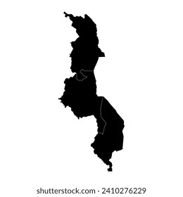 Malawi map with administrative divisions. Vector illustration.