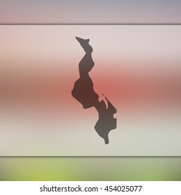Malawi map. Blurred background with silhouette of Malawi map. Vector silhouette of Malawi map