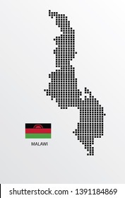 Malawi map design square with flag Malawi. 
