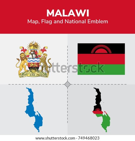 Malawi Map, Flag and National Emblem 