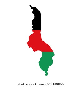 Malawi map and flag in white background