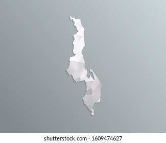 Malawi map gray in polygonal style on dark background. isolated vector illustration eps 10.