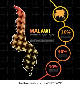 Malawi map infographic design template