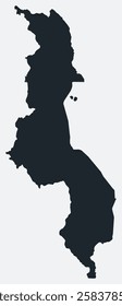 Malawi map. Just a simple border map. Shape of the country. Flat blank Malawi outline. Vector boundary illustration.