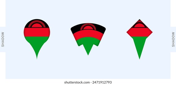 In: Malawi Map Markers Set. Perfekt für Projekte rund um Malawi, Reisen, Geografie und internationale Repräsentation. Vektorgrafik Kollektion.
