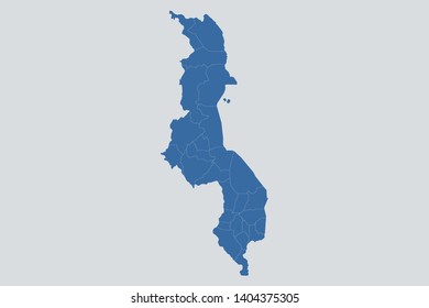 Mapa de Malawi sobre el vector de fondo gris, Mapa de Malawi Esbozo de forma azul sobre la ilustración del vector blanco.Mapa de África. Símbolo del logo del mapa de diseño de su sitio web. app, ui. Pasos 10.