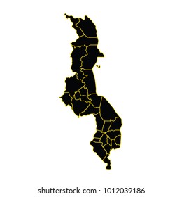 Malawi map on the white background. Vector illustration.