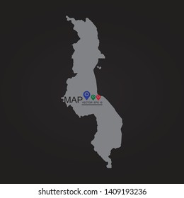 Malawi map on the white background. Vector illustration. - Vector