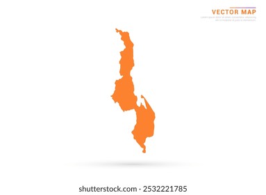 Malawi Map - Orange abstract style isolated on white background vector.