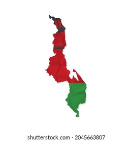 Malawi map in polygonal style on white background. Vector illustration eps 10.