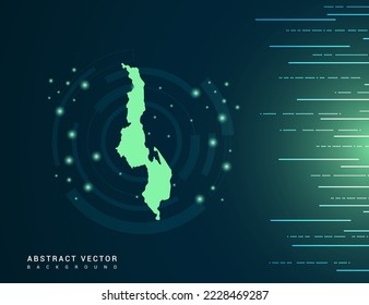 Malawi map of technology green futuristic Background vector.